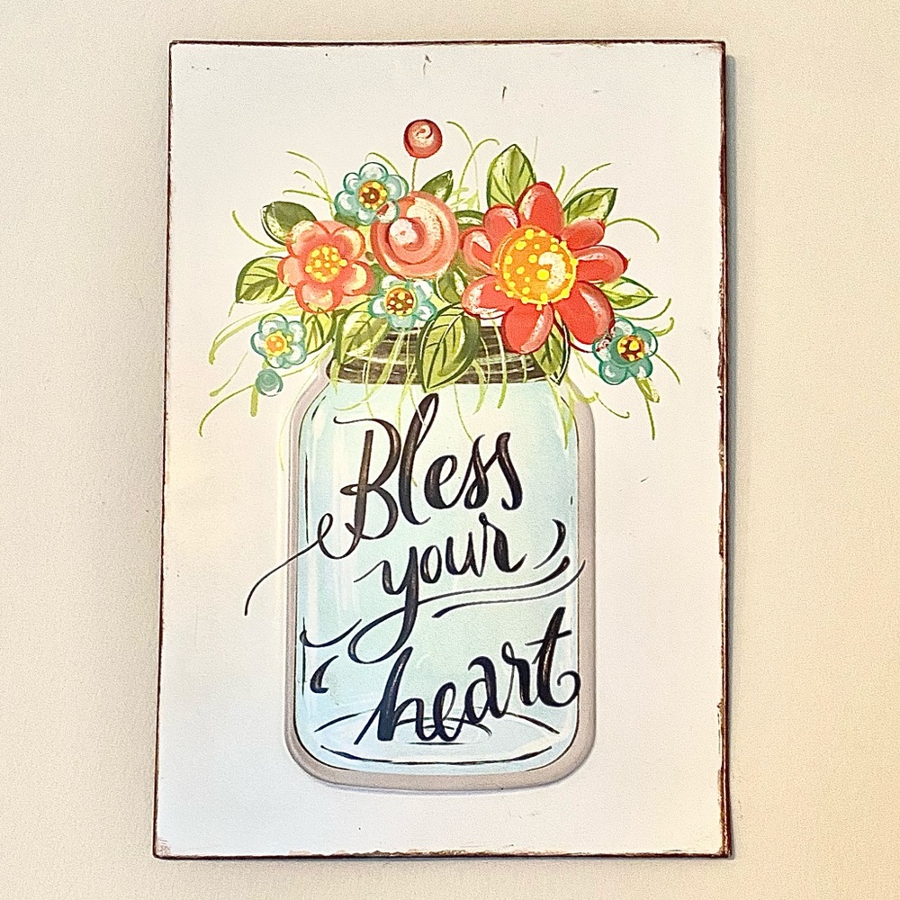 Bless Your Heart Metal Sign Wall Accent